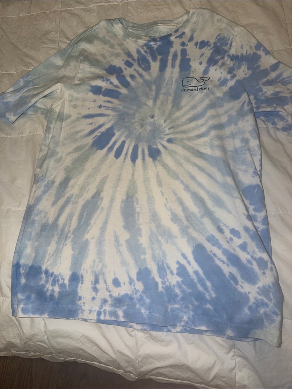Vineyard Vines Light Blue and White Tie-Dye Whale Tee